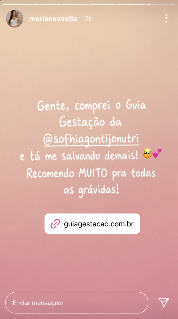 Story do Instagram de uma cliente